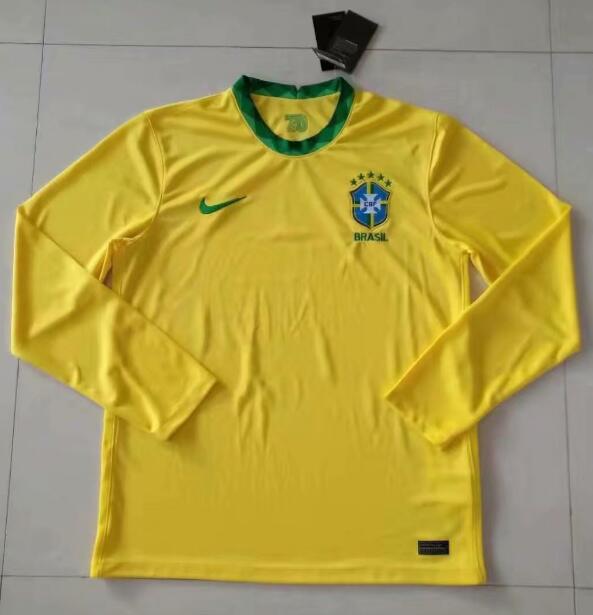 2020 Brazil Long Sleeve Home Kit Soccer Jersey